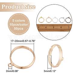 50 шт. регулируемая латунная кольцевая основа в 5 цветах KK-DC0002-52
