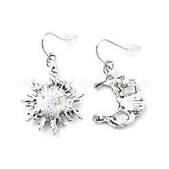 Асимметричные серьги с бусинами из смолы и луны и солнца EJEW-C036-01D