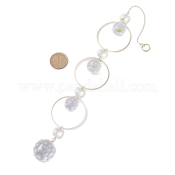 Стеклянные круглые и латунные кольца для подвесных ловцов солнца HJEW-JM04535