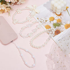 4шт. 4 стиля пластиковый ремешок для мобильного телефона с бусинами AJEW-AN0007-44