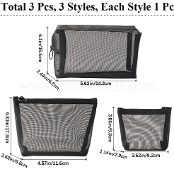 3 шт. 3 стиля нейлоновых марлевых косметичек с застежкой-молнией&nbsp;ABAG-CP0001-11