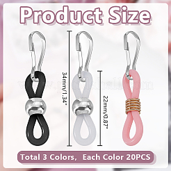 60 шт. 3-х цветные силиконовые застежки-молнии HJEW-WH00155