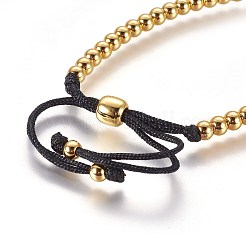 Регулируемые латунные браслеты из микро цирка с цирконием и бисером BJEW-L652-13G