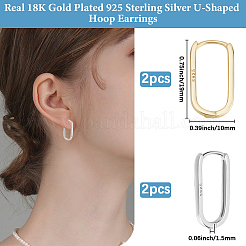 2 пара 2 цветов 925 овальных серег-колец из стерлингового серебра&nbsp;EJEW-BBC0001-75