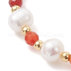 Браслеты из натуральных бусин из искусственного пресноводного жемчуга и окрашенного натурального агата BJEW-JB12808