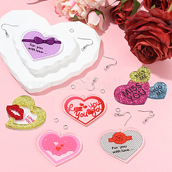 Наборы для изготовления акриловых сережек-подвесок в форме сердца ко дню святого валентина своими руками&nbsp;DIY-YW0012-58