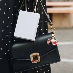 4 шт. 4 стиля японский стиль сплав эмаль брелок удачи кошка и рыба кулон KEYC-GO0001-06