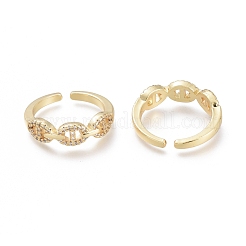 Латунные кольца из манжеты с прозрачным цирконием RJEW-O037-07G