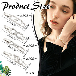 8 шт. 4 стиля застежки для часов с бантом из латуни с прозрачным кубическим цирконием ZIRC-ME0001-04P