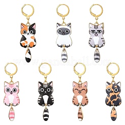 Кулон из сплава эмали с замком в виде кота маркеры петель&nbsp;HJEW-CJ00027