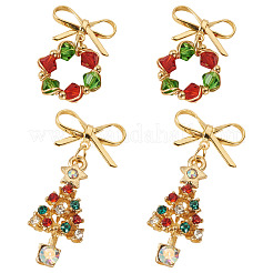 2 пара двух стилей сережек-гвоздиков из сплава стекла с бантом&nbsp;EJEW-TA00699