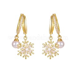 Серьги-кольца из цинкового сплава с эмалью в форме снежинки&nbsp;FS-WG1295B-06