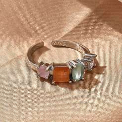 Манжеты из латуни с микро паве кубический цирконий для женщин RJEW-C123-07P