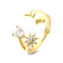 Кольца-манжеты с микропаве из латуни и кубическими цирконами в морском стиле для женщин RJEW-F184-17C-G