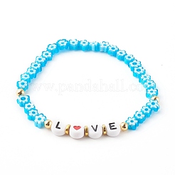 Браслеты стрейч из бисера миллефиори ручной работы на день святого валентина&nbsp;BJEW-JB06213