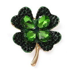 Значки на лацкан из сплава клевера со стразами для рюкзака&nbsp;X-JEWB-H032-02G