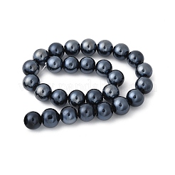 Гальванизированные круглые перламутровые стеклянные жемчужные бусины нити X-EGLA-U002-01A