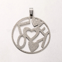 Устойчивые к потускнению смешанные филигранные плоские круглые текстурированные подвески из нержавеющей стали 304 STAS-N038-01