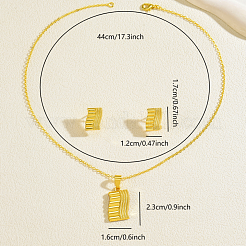 Комплект из латунного прямоугольного кулона и серег-гвоздиков для женщин&nbsp;YQ0575