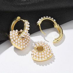 Серьги-кольца из латуни с покрытием стойки с подвесками в виде сердечек из АБС-пластика EJEW-R152-06G