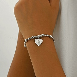 Браслеты из нержавеющей стали 201 с подвесками в виде сердца и святого Бенедикта&nbsp;WP9367-1