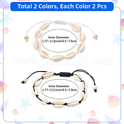 4шт 2-цветный браслет из натуральных ракушек и синтетической бирюзы с плетением из бусин для женщин BJEW-PA0001-01