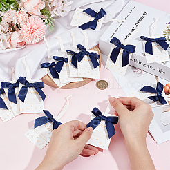 30 шт. полиэстеровый бант и бумажная открытка с подвеской HJEW-OC00028-03