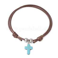 Браслеты с подвесками из окрашенной синтетической бирюзы для женщин BJEW-TA00567