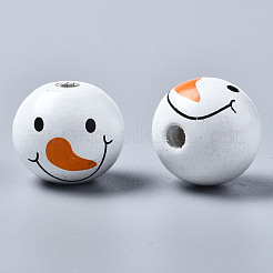 Расписные европейские бусины из натурального дерева WOOD-S057-031-A01