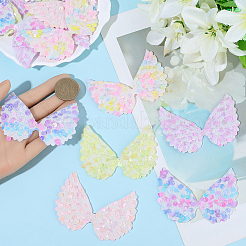 30 шт. 5-цветная полиэстеровая ткань с крыльями и пайетками&nbsp;DIY-GF0012-54