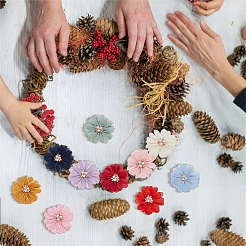 10шт. 10-х цветный шелковый цветок DIY-NB0011-03