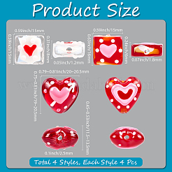 16 шт. 4 стиля эмалевых бусин ручной работы в технике лэмпворк LAMP-PA0001-06