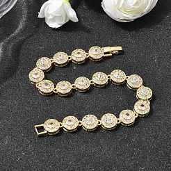 Латунные браслеты-цепочки с микропаве из прозрачных кубических цирконий для женщин&nbsp;BJEW-H639-03G