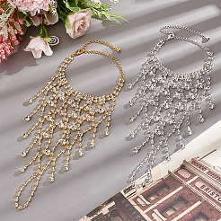 2шт 2 цвета кристалл горный хрусталь цепь кисточка браслеты кольцо комплект&nbsp;BJEW-AN0001-19