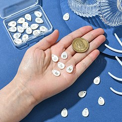 26 шт. 26 стиля подвески-слезинки из натуральной ракушки с золотистыми металлическими буквами SHEL-CJ0001-33