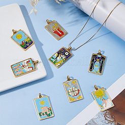 8 шт. 8 стиля Таро 304 нержавеющая сталь эмалированные подвески&nbsp;STAS-DC0017-30