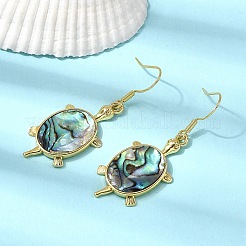 Латунные серьги с подвесками из натуральной ракушки пауа EJEW-M060-19A-G