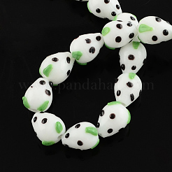 Ручной работы Lampwork 3 d клубника шарики&nbsp;LAMP-R109B-17