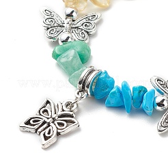 7 шт. 7 стильных браслета с шармами в виде бабочек из сплава BJEW-JB08875