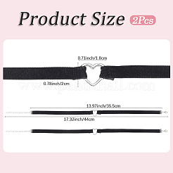 Ожерелья-чокеры из черного бархата с сердечком из сплава NJEW-WH20002-11D