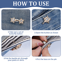 10 шт. 2-цветные регулируемые булавки для джинсов из сплава со звездами&nbsp;AJEW-ME0002-24