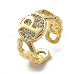 Открытые манжеты из латуни с микропаве и прозрачным цирконием для женщин RJEW-K289-02G-P