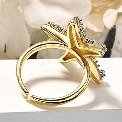 Латунные кольца из манжеты с прозрачным цирконием&nbsp;RJEW-U035-07GP