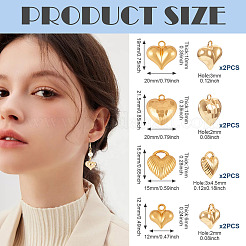 8 шт. 4 подвески в форме сердца из латуни&nbsp;KK-TA0002-93