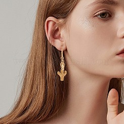 Латунные серьги-кольца Huggie с подвесками кактуса&nbsp;EJEW-SW00001-05