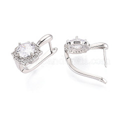 Серьги-кольца в форме цветка с микропаве из прозрачных кубических цирконий из латуни EJEW-T048-33P