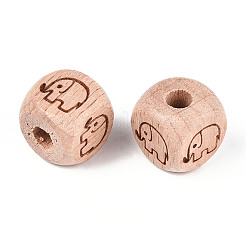 Гравированные бусины из бука WOOD-N015-08D