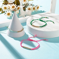 Браслет из круглых плетеных бусин из синтетического гематита&nbsp;BJEW-JB07853