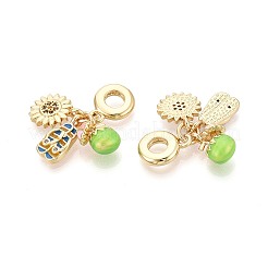 Европейские подвески-шармы с микропаве из цветных кубических цирконий и эмали из латуни KK-T079-80G