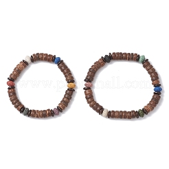 2 шт. эластичные браслеты из натуральных кокосовых и лавовых бусин для мужчин и женщин BJEW-JB12497